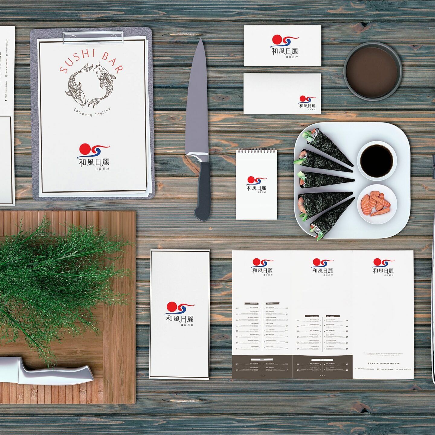 Sunnyshine Creative Sushi Bar Menu Mockup Perfectlyclear