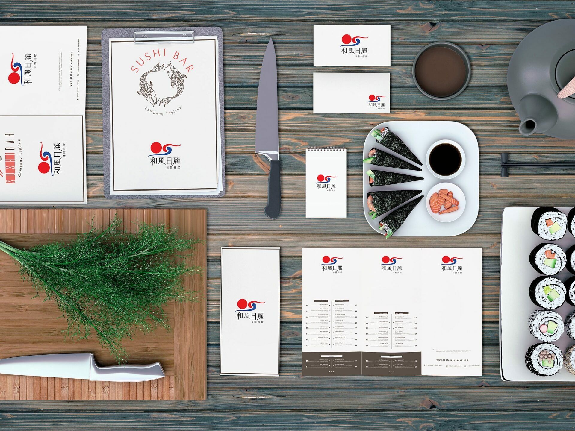 Sunnyshine Creative Sushi Bar Menu Mockup Perfectlyclear