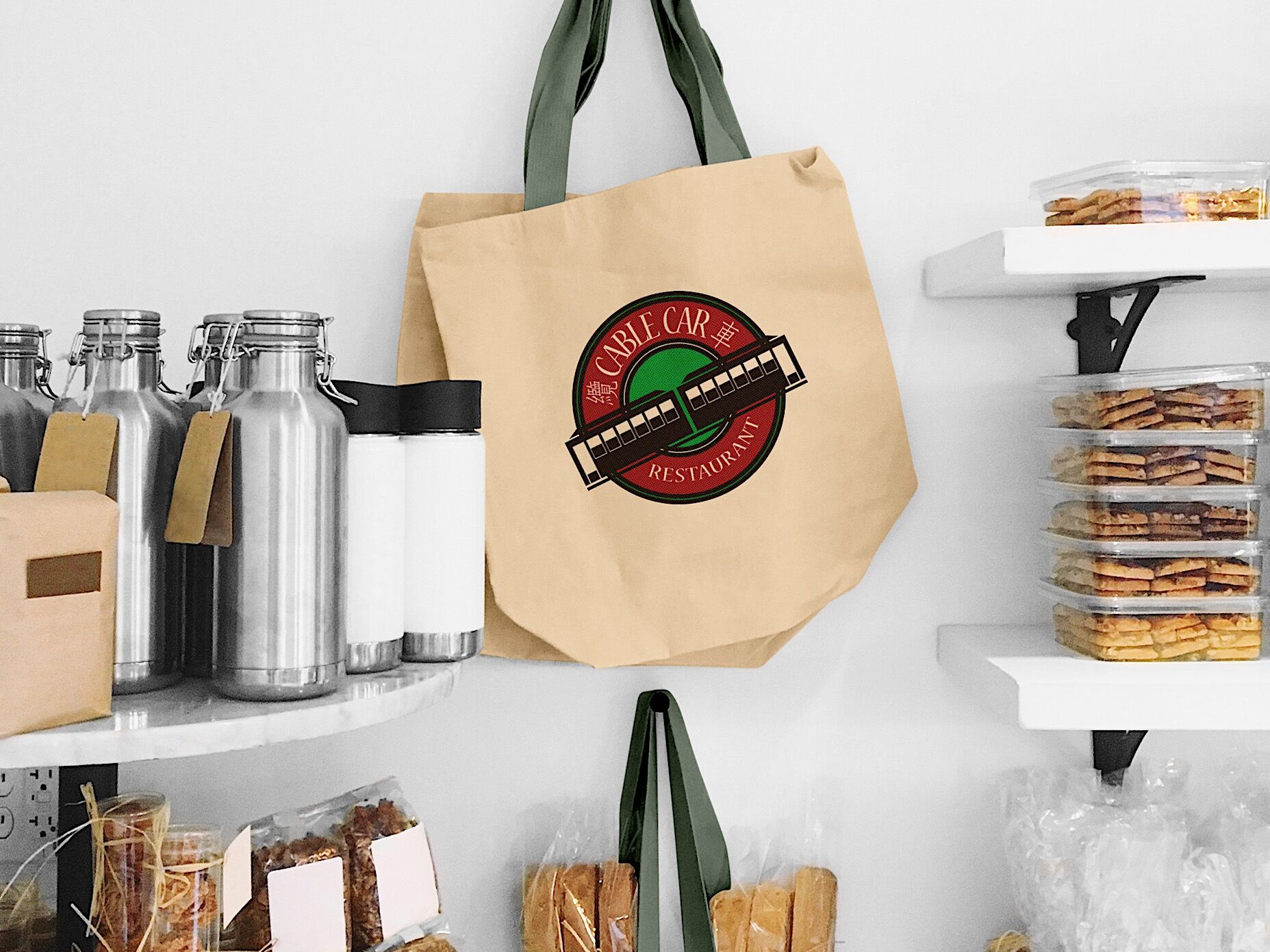 Cable Car Blank Tote Canvas Bag Mockup