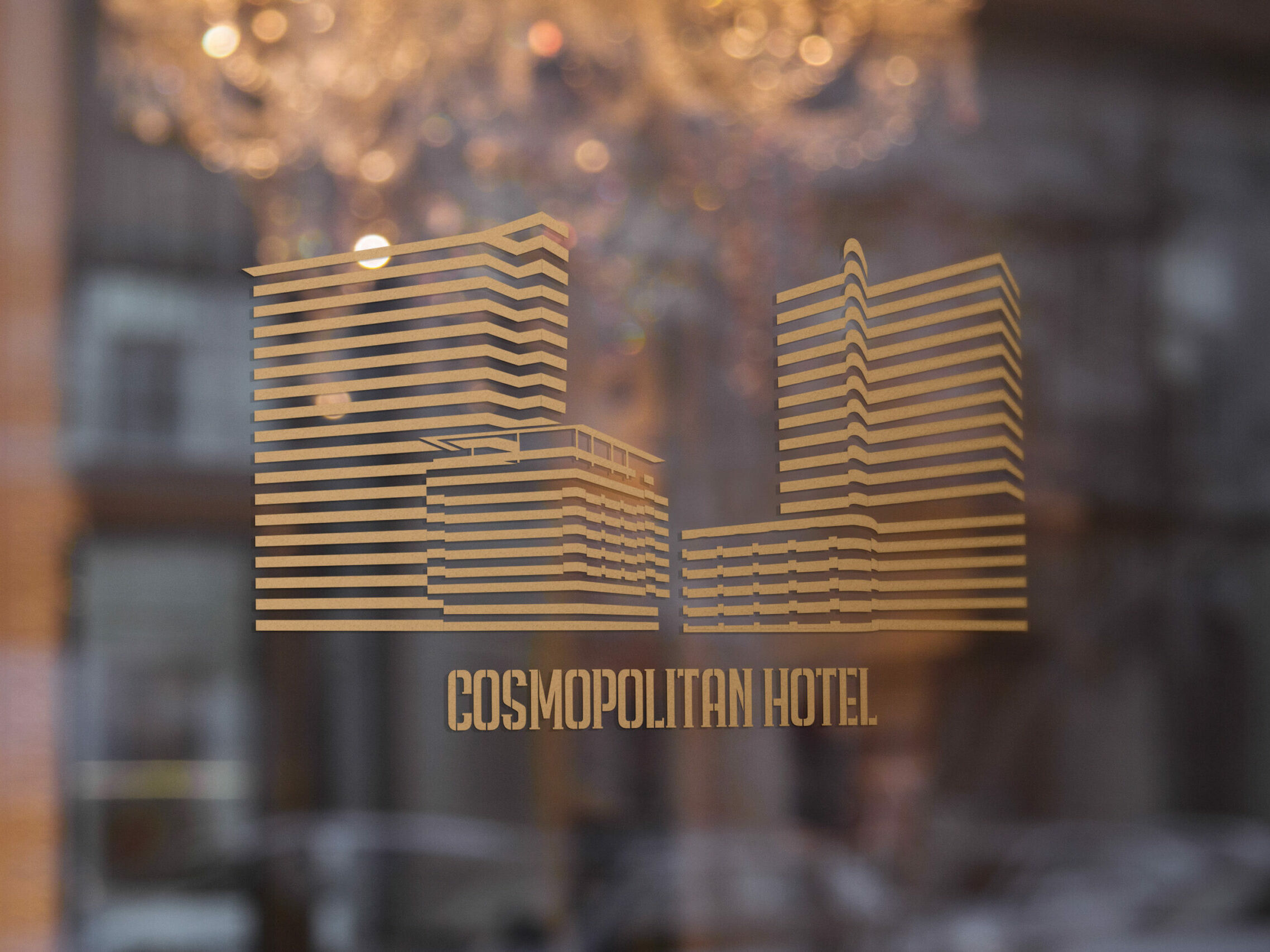 Cosmopolitan Hotel Line Logo Mockup 03